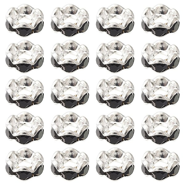 PandaHall Brass Rhinestone Spacer Beads, Grade A, Wavy Edge, Rondelle, Silver, Jet, 6x3mm, Hole: 1mm Brass+Rhinestone Rondelle Black
PandaHall Brass Rhinestone Spacer Beads, Grade A, Wavy Edge, Rondelle, Silver, Jet, 6x3mm, Hole: 1mm Brass+Rhinestone Rondelle Black