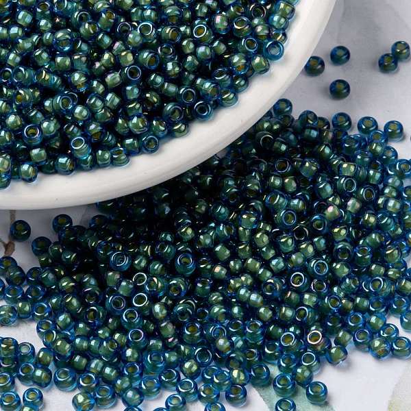 PandaHall MIYUKI Round Rocailles Beads, Japanese Seed Beads, (RR3743) Fancy Lined Aqua Green, 8/0, 3mm, Hole: 1mm, about 422~455pcs/bottle..., Cyan
PandaHall MIYUKI Round Rocailles Beads, Japanese Seed Beads, (RR3743) Fancy Lined Aqua Green, 8/0, 3mm, Hole: 1mm, about 422~455pcs/bottle..., Cyan