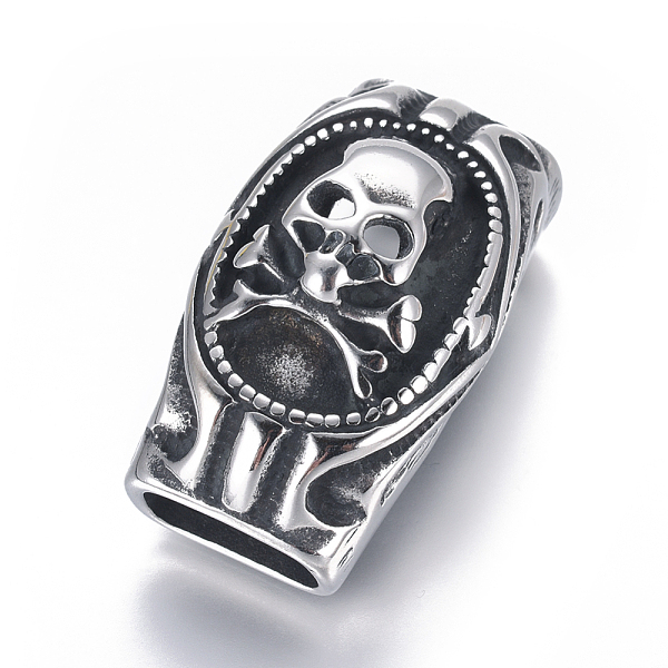 PandaHall 304 Stainless Slide Charms, Rectangle with Skull, Antique Silver, 35.5x20.5x18.5mm, Hole: 6.5x14mm 304 Stainless Steel Rectangle
PandaHall 304 Stainless Slide Charms, Rectangle with Skull, Antique Silver, 35.5x20.5x18.5mm, Hole: 6.5x14mm 304 Stainless Steel Rectangle