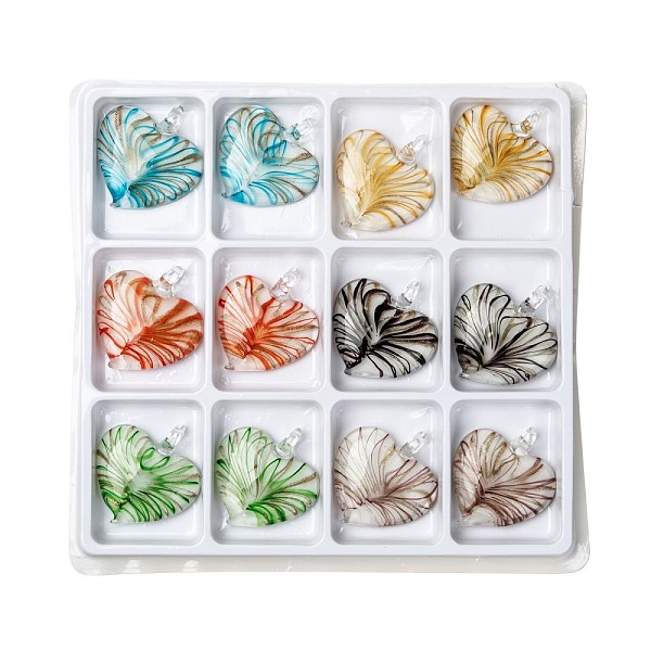 PandaHall Handmade Gold Sand Lampwork Pendants, Heart, Mixed Color, 53x45x14mm, Hole: 12mm, 12pcs/box Lampwork Heart Multicolor
PandaHall Handmade Gold Sand Lampwork Pendants, Heart, Mixed Color, 53x45x14mm, Hole: 12mm, 12pcs/box Lampwork Heart Multicolor