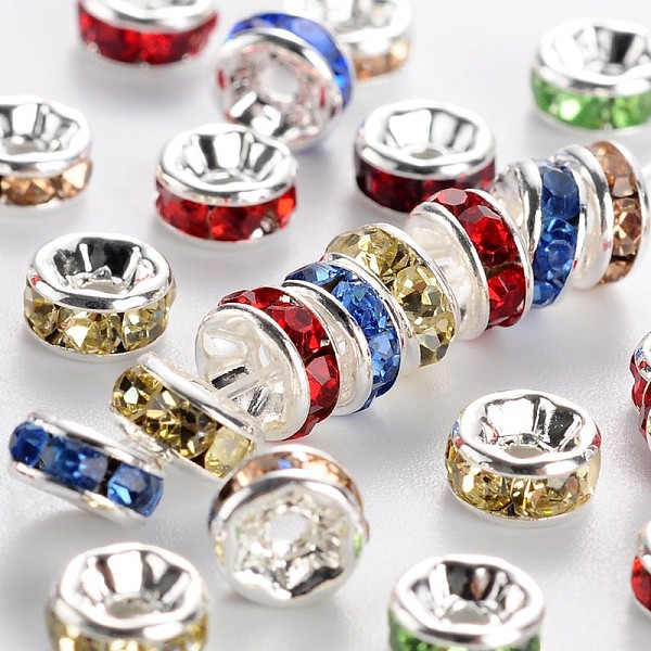 PandaHall Brass Rhinestone Spacer Beads, Grade AAA, Straight Flange, Nickel Free, Silver Color Plated, Rondelle, Mixed Color, 5x2.5mm, Hole..., Multicolor
PandaHall Brass Rhinestone Spacer Beads, Grade AAA, Straight Flange, Nickel Free, Silver Color Plated, Rondelle, Mixed Color, 5x2.5mm, Hole..., Multicolor