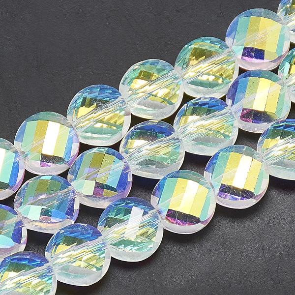 PandaHall Electroplate Glass Beads Strands, Rainbow Plated, Faceted, Flat Round, Yellow, 8x5mm, Hole: 1.2mm, about 69~72pcs/strand, 21.26...
PandaHall Electroplate Glass Beads Strands, Rainbow Plated, Faceted, Flat Round, Yellow, 8x5mm, Hole: 1.2mm, about 69~72pcs/strand, 21.26...