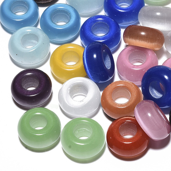PandaHall Cat Eye European Beads, Large Hole Beads, Rondelle, Mixed Color, 14x7mm, Hole: 5~6mm Cat Eye Rondelle Multicolor
PandaHall Cat Eye European Beads, Large Hole Beads, Rondelle, Mixed Color, 14x7mm, Hole: 5~6mm Cat Eye Rondelle Multicolor