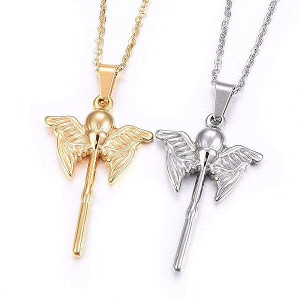PandaHall 304 Stainless Steel Pendant Necklaces, with Lobster Clasp, Magic Stick, Golden & Stainless Steel Color, 18.11 inch(46cm) 304...
PandaHall 304 Stainless Steel Pendant Necklaces, with Lobster Clasp, Magic Stick, Golden & Stainless Steel Color, 18.11 inch(46cm) 304...