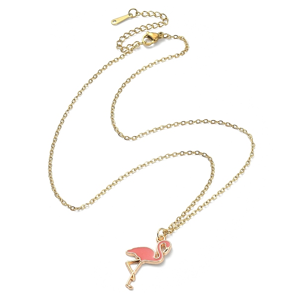 PandaHall Alloy Enamel Flamingo Pendant Necklace with 304 Stainless Steel Chains, Golden, 16.14 inch(41cm) 304 Stainless Steel
PandaHall Alloy Enamel Flamingo Pendant Necklace with 304 Stainless Steel Chains, Golden, 16.14 inch(41cm) 304 Stainless Steel