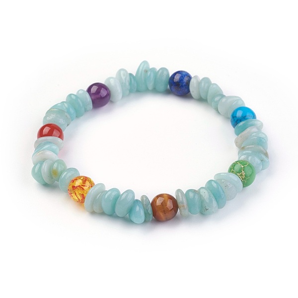 PandaHall Chakra Jewelry Stretch Bracelets, with Natural Flower Amazonite and Natural & Synthetic Mixed Gemstone Beads, 55mm Amazonite
PandaHall Chakra Jewelry Stretch Bracelets, with Natural Flower Amazonite and Natural & Synthetic Mixed Gemstone Beads, 55mm Amazonite