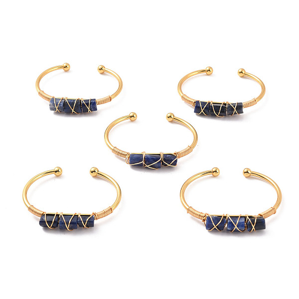 PandaHall Natural Sodalite Triple Column Beaded Open Cuff Bangle, Wire Wrape Brass Jewelry for Women, Golden, Inner Diameter: 2-1/8 inch...
PandaHall Natural Sodalite Triple Column Beaded Open Cuff Bangle, Wire Wrape Brass Jewelry for Women, Golden, Inner Diameter: 2-1/8 inch...