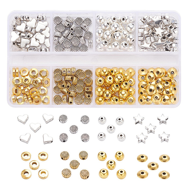 PandaHall 240Pcs 8 Style Tibetan Style Alloy Beads Set, Star & Heart & Round & Flower & Donut, Mixed Color, 8x8x3.5mm, Hole: 2mm...
PandaHall 240Pcs 8 Style Tibetan Style Alloy Beads Set, Star & Heart & Round & Flower & Donut, Mixed Color, 8x8x3.5mm, Hole: 2mm...