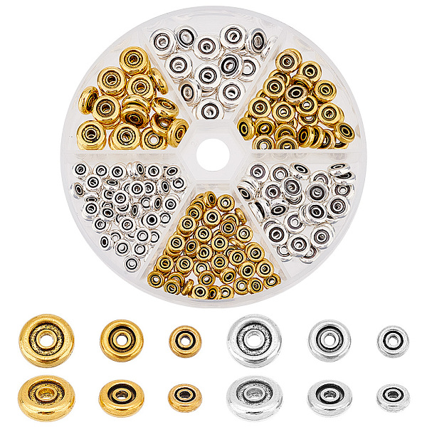 PandaHall arricraft 220 Pcs Alloy Spacer Beads, 2 Colors 3 Sizes Tibetan Style Beads Charms Flat Round Small Loose Metal Beads for DIY...
PandaHall arricraft 220 Pcs Alloy Spacer Beads, 2 Colors 3 Sizes Tibetan Style Beads Charms Flat Round Small Loose Metal Beads for DIY...