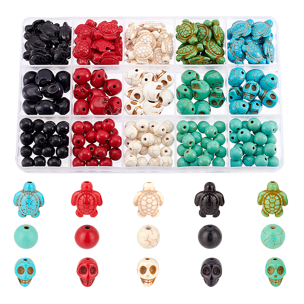 PandaHall ARRICRAFT 190pcs 15 Style Synthetic Turquoise Beads Strands, Dyed, Skull & Tortoise & Round, Mixed Color, 8~18x8~14x6~11mm, Hole..., Multicolor
PandaHall ARRICRAFT 190pcs 15 Style Synthetic Turquoise Beads Strands, Dyed, Skull & Tortoise & Round, Mixed Color, 8~18x8~14x6~11mm, Hole..., Multicolor
