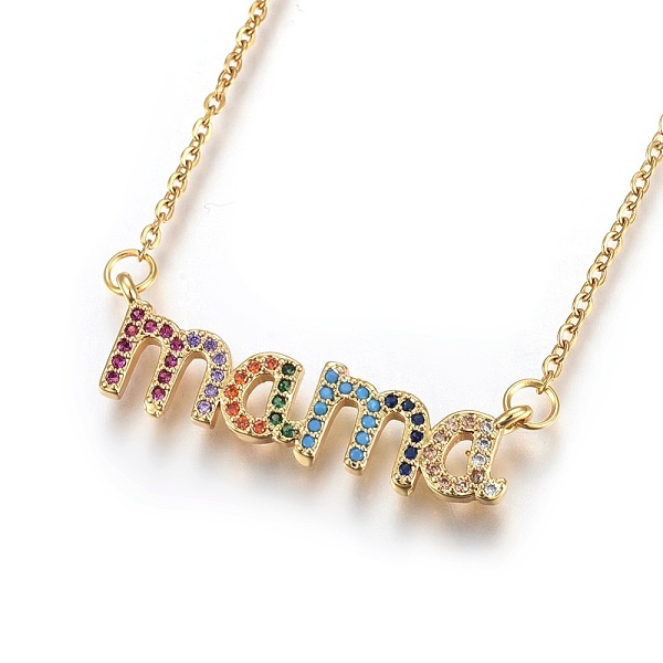 PandaHall 304 Stainless Steel Pendant Necklaces, Mother's Day Jewelry, with Cubic Zirconia, Word Mama, Colorful, Golden, 18.8 inch(48cm)...
PandaHall 304 Stainless Steel Pendant Necklaces, Mother's Day Jewelry, with Cubic Zirconia, Word Mama, Colorful, Golden, 18.8 inch(48cm)...