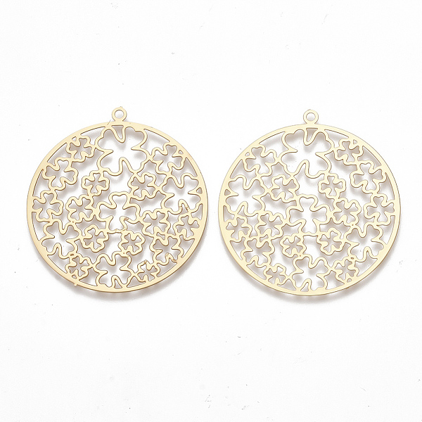 PandaHall Brass Pendants, Etched Metal Embellishments, Matte Style, Flat Round with Clover, Matte Gold Color, 37.5x35x0.3mm, Hole: 1.6mm...
PandaHall Brass Pendants, Etched Metal Embellishments, Matte Style, Flat Round with Clover, Matte Gold Color, 37.5x35x0.3mm, Hole: 1.6mm...