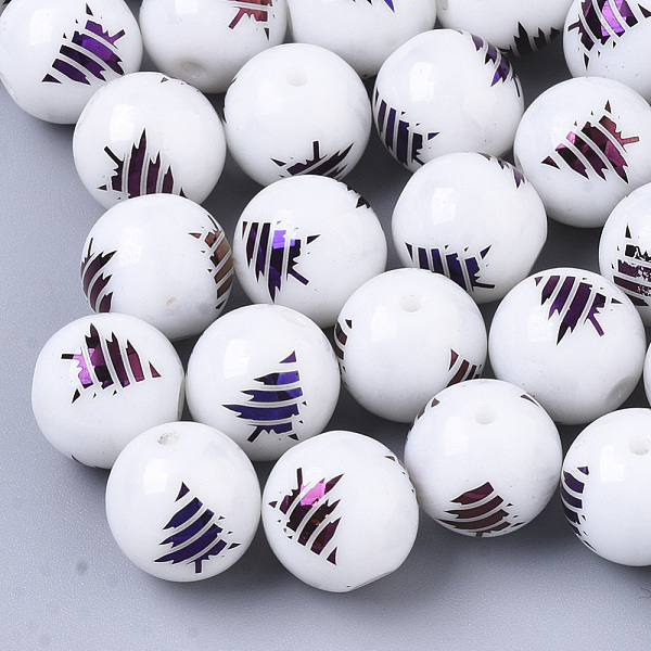 PandaHall Christmas Opaque Glass Beads, Round with Electroplate Christmas Tree Pattern, Purple Plated, 10mm, Hole: 1.2mm Glass Round White
PandaHall Christmas Opaque Glass Beads, Round with Electroplate Christmas Tree Pattern, Purple Plated, 10mm, Hole: 1.2mm Glass Round White