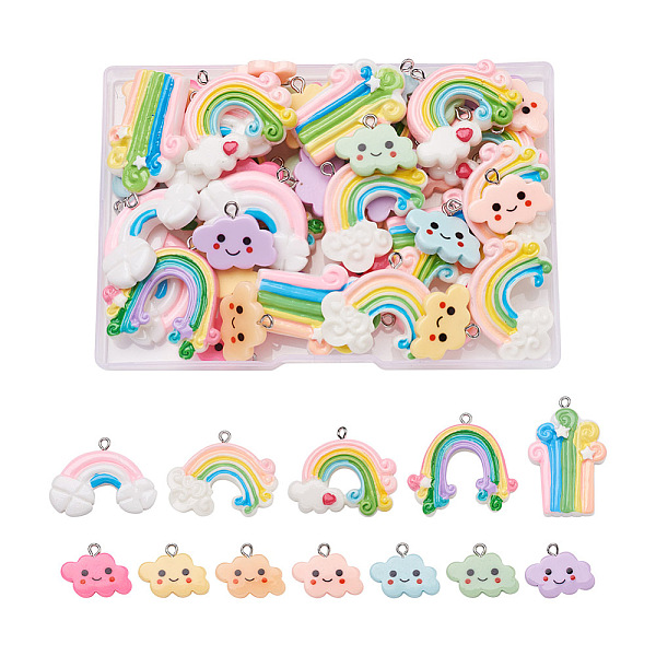 PandaHall Kissitty 48Pcs 12 Style Resin Pendants, with Platinum Iron Loop, Cloud with Rainbow, Mixed Color, 18~39x22.5~37x4~6.5mm, Hole: 2mm..., Multicolor
PandaHall Kissitty 48Pcs 12 Style Resin Pendants, with Platinum Iron Loop, Cloud with Rainbow, Mixed Color, 18~39x22.5~37x4~6.5mm, Hole: 2mm..., Multicolor