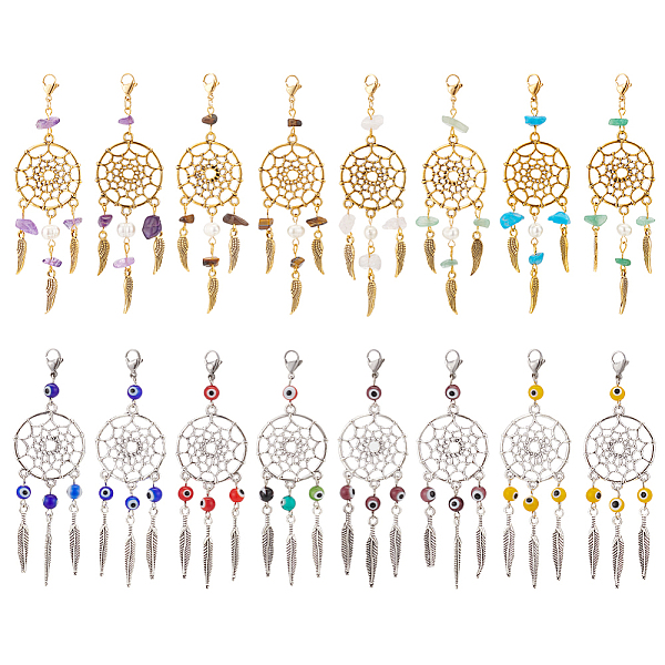 PandaHall 16Pcs 2 Style Woven Web/Net with Feather Alloy Pendant Decoration, Handmade Evil Eye Lampwork Beads & Gemstone Chip Beaded, with..., Multicolor
PandaHall 16Pcs 2 Style Woven Web/Net with Feather Alloy Pendant Decoration, Handmade Evil Eye Lampwork Beads & Gemstone Chip Beaded, with..., Multicolor