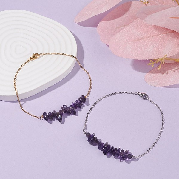 PandaHall Natural Amethyst Chips Beaded Anklets Set with 304 Stainless Steel Cable Chains, Gemstone Jewelry for Women, 9.84 inch(25cm)...
PandaHall Natural Amethyst Chips Beaded Anklets Set with 304 Stainless Steel Cable Chains, Gemstone Jewelry for Women, 9.84 inch(25cm)...