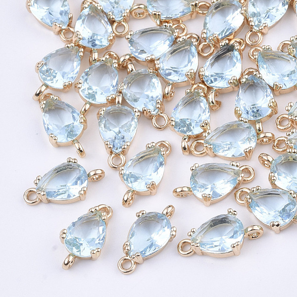 PandaHall Transparent Glass Links connectors, with Brass Findings, Faceted, Teardrop, Light Gold, Pale Turquoise, 13x7x3.5mm, Hole: 1.2mm..., Cyan
PandaHall Transparent Glass Links connectors, with Brass Findings, Faceted, Teardrop, Light Gold, Pale Turquoise, 13x7x3.5mm, Hole: 1.2mm..., Cyan
