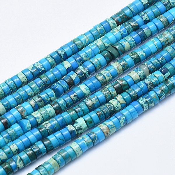 PandaHall Natural Imperial Jasper Beads Strands, Dyed, Heishi Beads, Flat Round/Disc, Deep Sky Blue, 4x2~2.5mm, Hole: 0.8mm, about...
PandaHall Natural Imperial Jasper Beads Strands, Dyed, Heishi Beads, Flat Round/Disc, Deep Sky Blue, 4x2~2.5mm, Hole: 0.8mm, about...