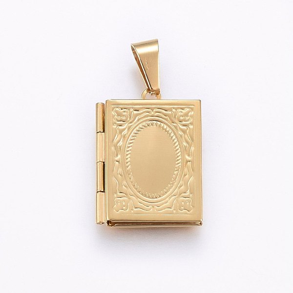 PandaHall 316 Stainless Steel Locket Pendants for Teachers' Day, Book, Real 18K Gold Plated, 26x19x4.5mm, Hole: 10x5mm, Inner Size: 15x10mm...
PandaHall 316 Stainless Steel Locket Pendants for Teachers' Day, Book, Real 18K Gold Plated, 26x19x4.5mm, Hole: 10x5mm, Inner Size: 15x10mm...