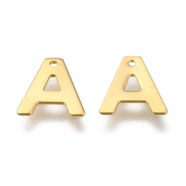 PandaHall 304 Stainless Steel Charms, Letter.A, Real 18K Gold Plated, 11x10x0.8mm, Hole: 1mm 304 Stainless Steel Letter
PandaHall 304 Stainless Steel Charms, Letter.A, Real 18K Gold Plated, 11x10x0.8mm, Hole: 1mm 304 Stainless Steel Letter