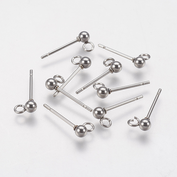 PandaHall 202 Stainless Steel Ball Stud Earring Findings, with 304 Stainless Steel Pins and Loop, Round, Stainless Steel Color, 14mm, Hole...
PandaHall 202 Stainless Steel Ball Stud Earring Findings, with 304 Stainless Steel Pins and Loop, Round, Stainless Steel Color, 14mm, Hole...