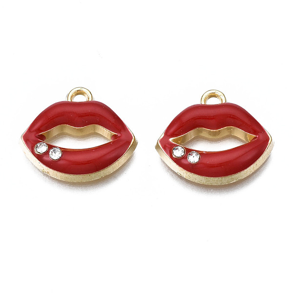 PandaHall Rack Plating Alloy Enamel Pendants, with Crystal Rhinestone, Cadmium Free & Nickel Free & Lead Free, Lip, FireBrick, 15x17x4mm..., Red
PandaHall Rack Plating Alloy Enamel Pendants, with Crystal Rhinestone, Cadmium Free & Nickel Free & Lead Free, Lip, FireBrick, 15x17x4mm..., Red