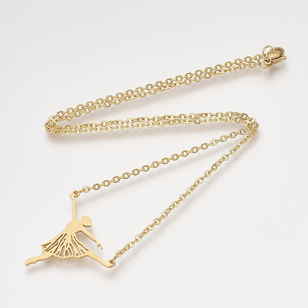 PandaHall 201 Stainless Steel Pendant Necklaces, with Cable Chains, Ballerina, Golden, 16.9 inch(43cm), 2mm, Ballerina: 23.5x30x1mm 201...
PandaHall 201 Stainless Steel Pendant Necklaces, with Cable Chains, Ballerina, Golden, 16.9 inch(43cm), 2mm, Ballerina: 23.5x30x1mm 201...
