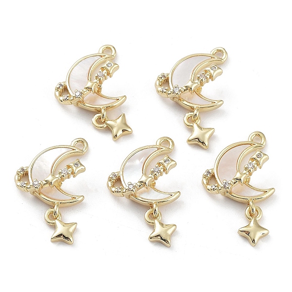PandaHall Brass Cubic Zirconia Pendants, with Shell, Moon, Real 18K Gold Plated, 25x14x6mm, Hole: 1.5mm Brass+Cubic Zirconia+Shell Moon..., White
PandaHall Brass Cubic Zirconia Pendants, with Shell, Moon, Real 18K Gold Plated, 25x14x6mm, Hole: 1.5mm Brass+Cubic Zirconia+Shell Moon..., White