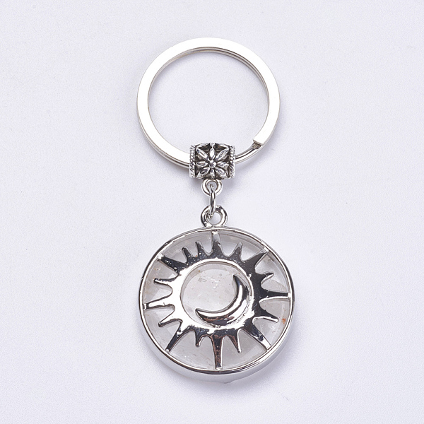 PandaHall Natural Quartz Crystal Keychain, with Brass Finding, Flat Round with Sun & Moon, 64mm Quartz Crystal Flat Round Multicolor
PandaHall Natural Quartz Crystal Keychain, with Brass Finding, Flat Round with Sun & Moon, 64mm Quartz Crystal Flat Round Multicolor