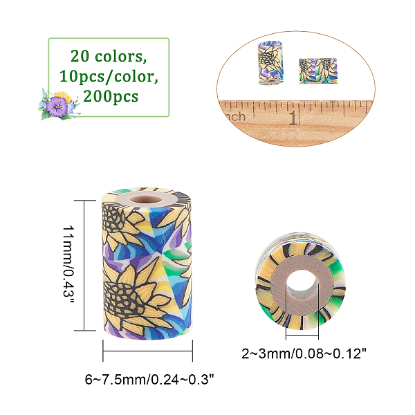 PandaHall CHGCRAFT 200Pcs 20 Colors Handmade Polymer Clay Beads, Column with Jewelry Crafts Pattern, Mixed Color, 11x6~7.5mm, Hole: 2~3mm..., Multicolor
PandaHall CHGCRAFT 200Pcs 20 Colors Handmade Polymer Clay Beads, Column with Jewelry Crafts Pattern, Mixed Color, 11x6~7.5mm, Hole: 2~3mm..., Multicolor