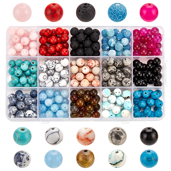 PandaHall 300Pcs 15 Styles Natural & Synthetic Mixed Gemstone Beads, Round, Mixed Dyed and Undyed, 8~8.5mm, Hole: 1~1.4mm, 20pcs/style...
PandaHall 300Pcs 15 Styles Natural & Synthetic Mixed Gemstone Beads, Round, Mixed Dyed and Undyed, 8~8.5mm, Hole: 1~1.4mm, 20pcs/style...