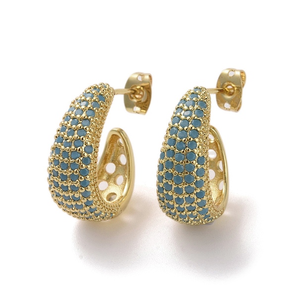 PandaHall Brass Micro Pave Cubic Zirconia Stud Earrings, Half Hoop Earrrings, Light Sky Blue, 20x18mm Cubic Zirconia
PandaHall Brass Micro Pave Cubic Zirconia Stud Earrings, Half Hoop Earrrings, Light Sky Blue, 20x18mm Cubic Zirconia