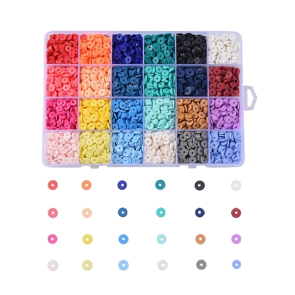 PandaHall 24 Colors Handmade Polymer Clay Beads, Disc/Flat Round, Heishi Beads, Mixed Color, 6x1mm, Hole: 2mm, 24colors, about..., Multicolor
PandaHall 24 Colors Handmade Polymer Clay Beads, Disc/Flat Round, Heishi Beads, Mixed Color, 6x1mm, Hole: 2mm, 24colors, about..., Multicolor