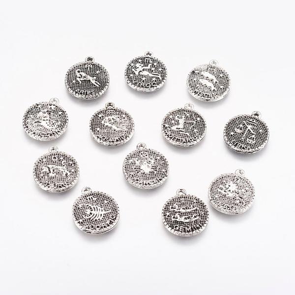 PandaHall Tibetan Style Alloy Pendants, Flat Round with Constellation/Zodiac Sign, Antique Silver, Mixed, 19x16x2mm, Hole: 1.5mm Alloy...
PandaHall Tibetan Style Alloy Pendants, Flat Round with Constellation/Zodiac Sign, Antique Silver, Mixed, 19x16x2mm, Hole: 1.5mm Alloy...