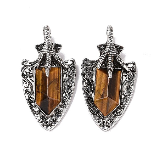 PandaHall Natural Tiger Eye Faceted Big Pendants, Dragon Claw with Arrow Charms, with Antique Silver Plated Alloy Findings, 55x27.5x10.5mm...
PandaHall Natural Tiger Eye Faceted Big Pendants, Dragon Claw with Arrow Charms, with Antique Silver Plated Alloy Findings, 55x27.5x10.5mm...