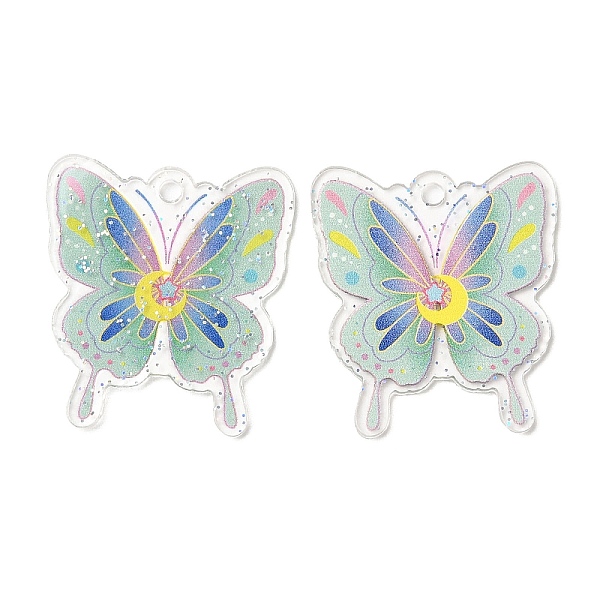 PandaHall Transparent Acrylic Pendants, with Glitter Powder, Butterfly, Colorful, 37.5x33.5x1.5mm, Hole: 2.8mm Acrylic Butterfly Cyan
PandaHall Transparent Acrylic Pendants, with Glitter Powder, Butterfly, Colorful, 37.5x33.5x1.5mm, Hole: 2.8mm Acrylic Butterfly Cyan