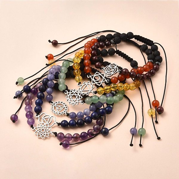 PandaHall Chakra Jewelry, Adjustable Nylon Thread Braided Bead Bracelets Sets, with Natural Gemstone & Synthetic Lava Rock Beads...
PandaHall Chakra Jewelry, Adjustable Nylon Thread Braided Bead Bracelets Sets, with Natural Gemstone & Synthetic Lava Rock Beads...