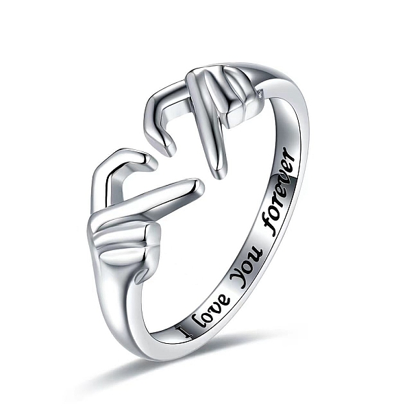 PandaHall Alloy Hand Heart Open Cuff Ring, Word I Love You Forever Rnig for Valentine's Day, Platinum, Wide: 7.5mm Alloy Heart
PandaHall Alloy Hand Heart Open Cuff Ring, Word I Love You Forever Rnig for Valentine's Day, Platinum, Wide: 7.5mm Alloy Heart