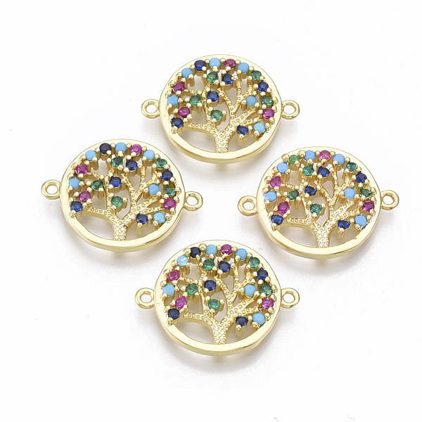PandaHall Brass Micro Pave Cubic Zirconia Links connectors, Flat Round with Tree of Life, Colorful, Golden, 15.5x20.5x2.5mm, Hole: 1mm... 
PandaHall Brass Micro Pave Cubic Zirconia Links connectors, Flat Round with Tree of Life, Colorful, Golden, 15.5x20.5x2.5mm, Hole: 1mm...