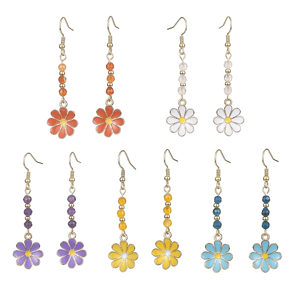 PandaHall Dyed Natural Mixed Gemstone Beaded Dangle Earrings, Flower Alloy Enamel Long Drop Earrings with 304 Stainless Steel Pins, 60x16mm...
PandaHall Dyed Natural Mixed Gemstone Beaded Dangle Earrings, Flower Alloy Enamel Long Drop Earrings with 304 Stainless Steel Pins, 60x16mm...