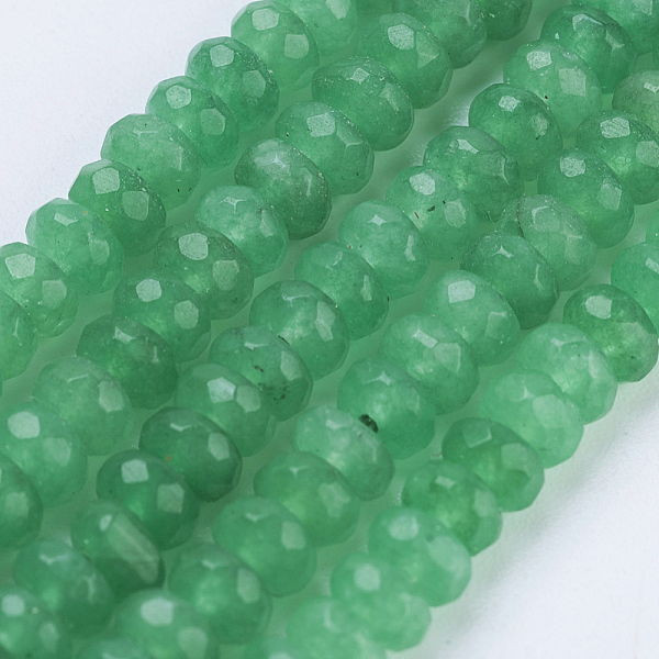 PandaHall Natural White Jade Beads Strands, Dyed, Faceted, Rondelle, Medium Sea Green, 4~4.5x2~2.5mm, Hole: 1mm, about 150pcs/strand, 15.1...
PandaHall Natural White Jade Beads Strands, Dyed, Faceted, Rondelle, Medium Sea Green, 4~4.5x2~2.5mm, Hole: 1mm, about 150pcs/strand, 15.1...