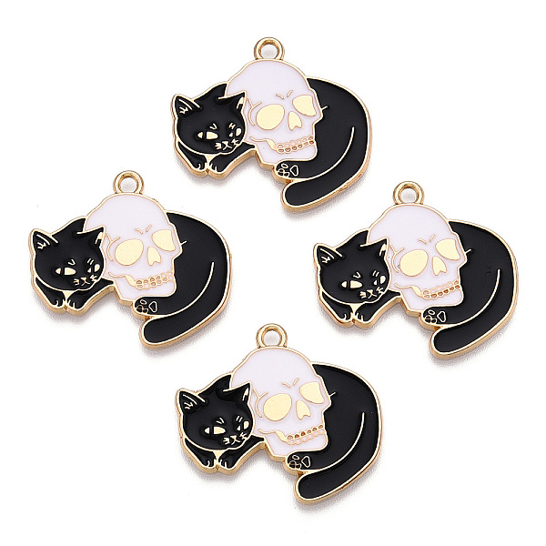 PandaHall Light Gold Tone Alloy Enamel Pendants, Magic Cat with Skull Charm, Black, 25.5x28.5x1.5mm, Hole: 2mm Alloy+Enamel Skull Black
PandaHall Light Gold Tone Alloy Enamel Pendants, Magic Cat with Skull Charm, Black, 25.5x28.5x1.5mm, Hole: 2mm Alloy+Enamel Skull Black