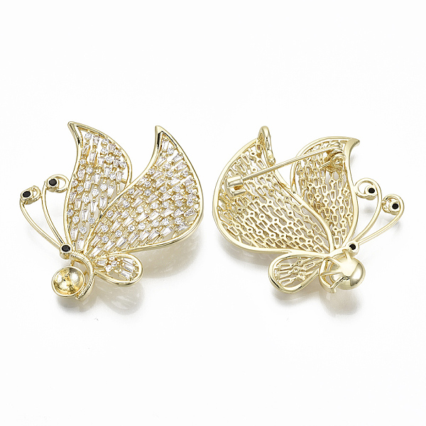 PandaHall Brass Micro Pave Cubic Zirconia Brooch Findings, For Half Drilled Beads, Butterfly, Nickel Free, Real 18K Gold Plated, Tray: 6mm..., Clear
PandaHall Brass Micro Pave Cubic Zirconia Brooch Findings, For Half Drilled Beads, Butterfly, Nickel Free, Real 18K Gold Plated, Tray: 6mm..., Clear