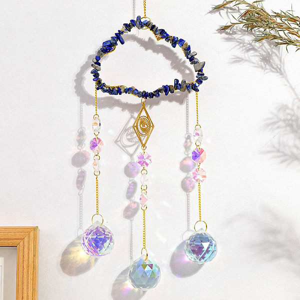 PandaHall Natural Lapis Lazuli Copper Wire Wrapped Cloud Hanging Ornaments, Teardrop Glass Tassel Suncatchers for Home Outdoor Decoration...
PandaHall Natural Lapis Lazuli Copper Wire Wrapped Cloud Hanging Ornaments, Teardrop Glass Tassel Suncatchers for Home Outdoor Decoration...