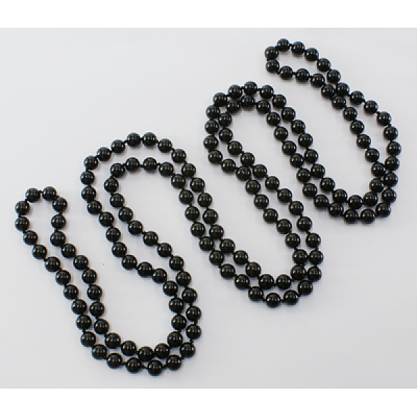 PandaHall Glass Pearl Beaded Necklaces, 3 Layer Necklaces, Black, Necklace: about 58 inch long, Beads: about 8mm in diameter Glass Black
PandaHall Glass Pearl Beaded Necklaces, 3 Layer Necklaces, Black, Necklace: about 58 inch long, Beads: about 8mm in diameter Glass Black