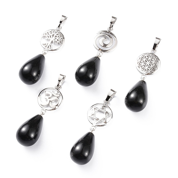 PandaHall Yoga Chakra Jewelry, Natural Obsidian Pendants, with Platinum Plated Brass Findings, Teardrop & Votex/Om Symbol/Tree of...
PandaHall Yoga Chakra Jewelry, Natural Obsidian Pendants, with Platinum Plated Brass Findings, Teardrop & Votex/Om Symbol/Tree of...