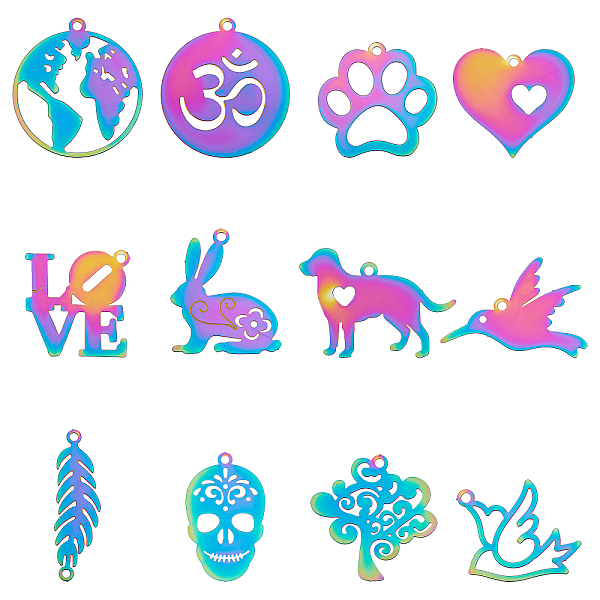 PandaHall Unicraftale Vacuum Plating 201 Stainless Steel Pendants, Etched Metal Embellishments, Mixed Shapes, Rainbow Color, 48pcs/box 201...
PandaHall Unicraftale Vacuum Plating 201 Stainless Steel Pendants, Etched Metal Embellishments, Mixed Shapes, Rainbow Color, 48pcs/box 201...