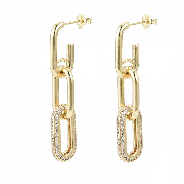 PandaHall Brass Micro Pave Clear Cubic Zirconia Dangle Stud Earrings, with Ear Nuts, Nickel Free, Cable Chain, Real 18K Gold Plated, 48mm...
PandaHall Brass Micro Pave Clear Cubic Zirconia Dangle Stud Earrings, with Ear Nuts, Nickel Free, Cable Chain, Real 18K Gold Plated, 48mm...