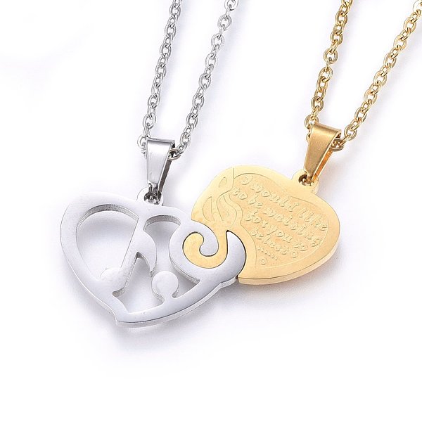 PandaHall 304 Stainless Steel Split Pendants Necklaces, Heart with Musical Note, with Word, Golden & Stainless Steel Color, 17.7 inch(45cm)...
PandaHall 304 Stainless Steel Split Pendants Necklaces, Heart with Musical Note, with Word, Golden & Stainless Steel Color, 17.7 inch(45cm)...