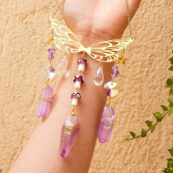 PandaHall Metal Butterfly Hanging Ornaments, Wrapped Natural Amethyst and Lampwork Mushroom Tassel Suncatchers for Home Outdoor Decoration...
PandaHall Metal Butterfly Hanging Ornaments, Wrapped Natural Amethyst and Lampwork Mushroom Tassel Suncatchers for Home Outdoor Decoration...